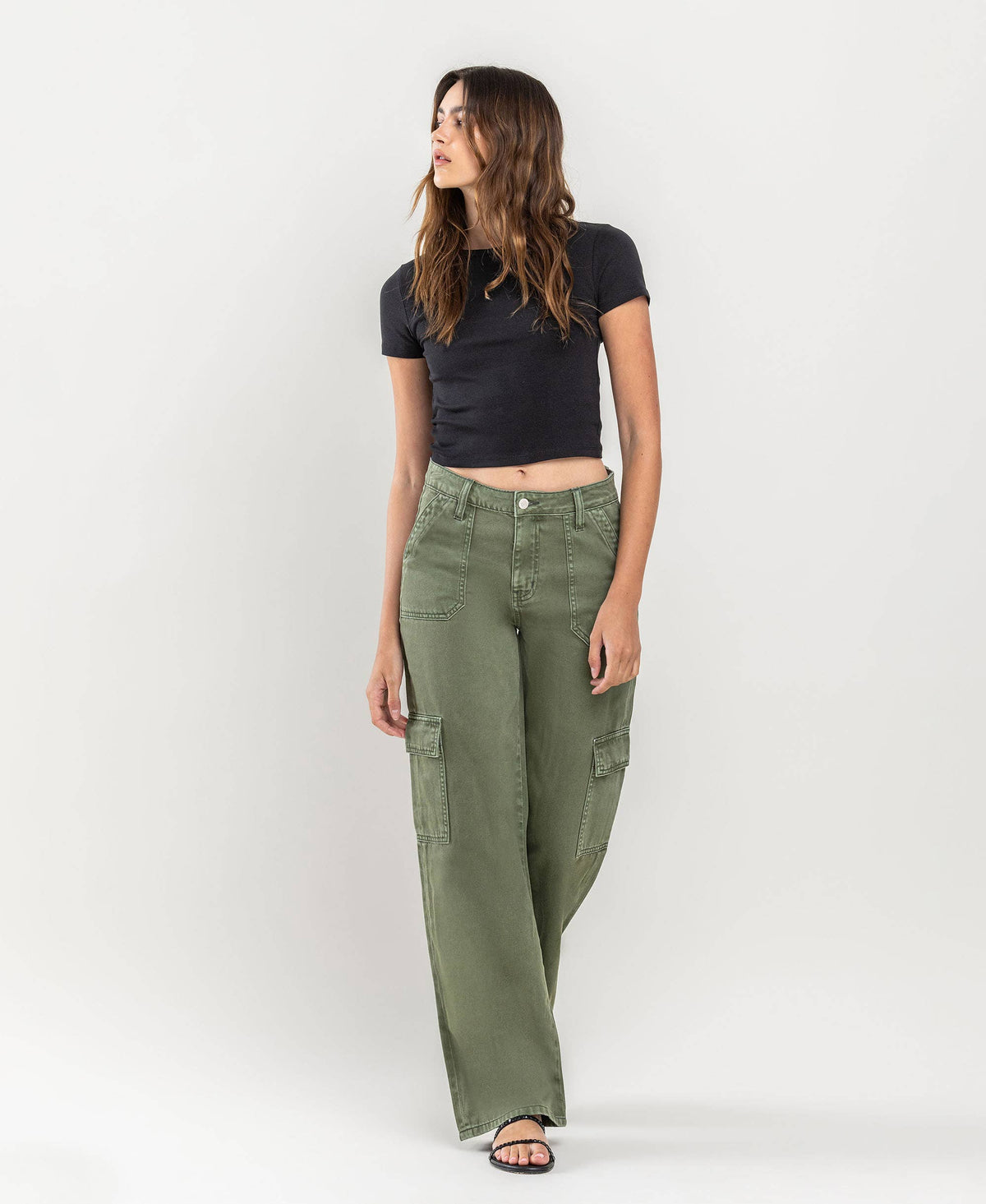 HIGH RISE UTILITY CARGO WIDE JEANS T5823TY
