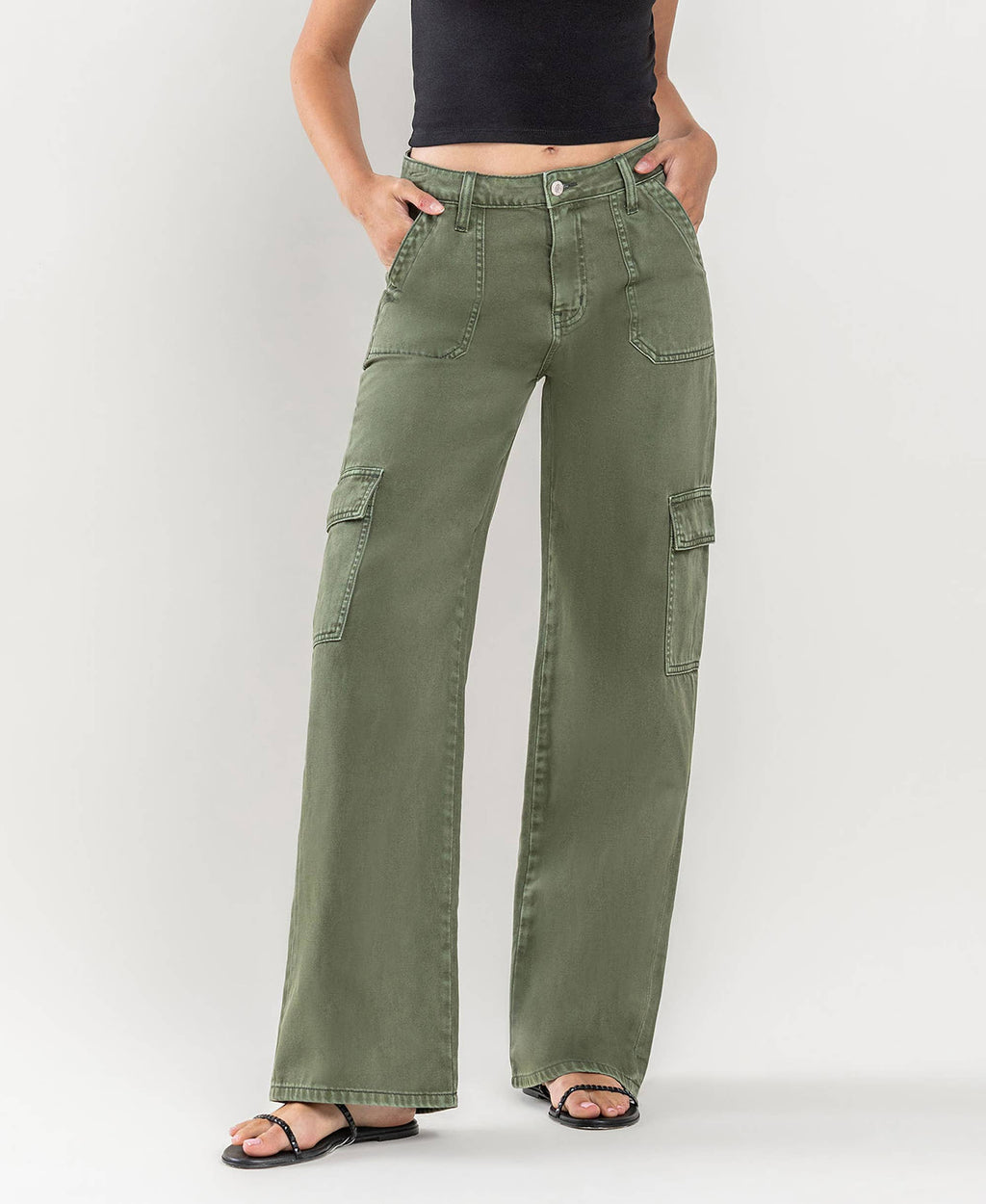 HIGH RISE UTILITY CARGO WIDE JEANS T5823TY