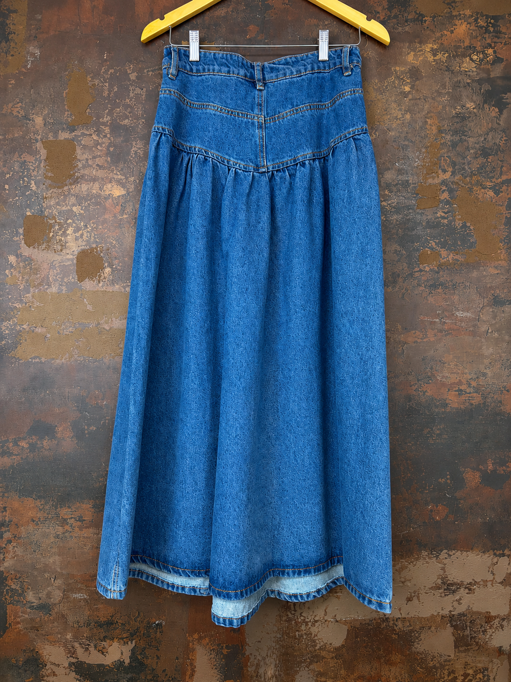Tiered Denim Maxi Skirt