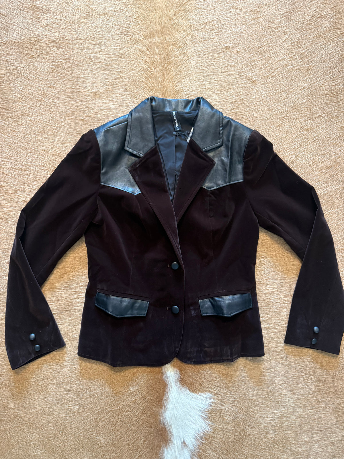 High Horse Velvet & Faux Leather Blazer