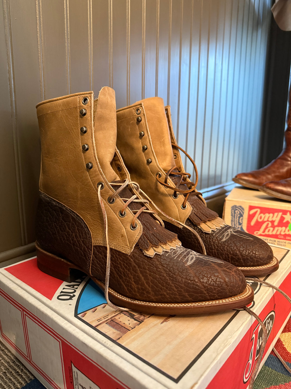 Vintage Justin Lace Up Boots-men’s-size 11
