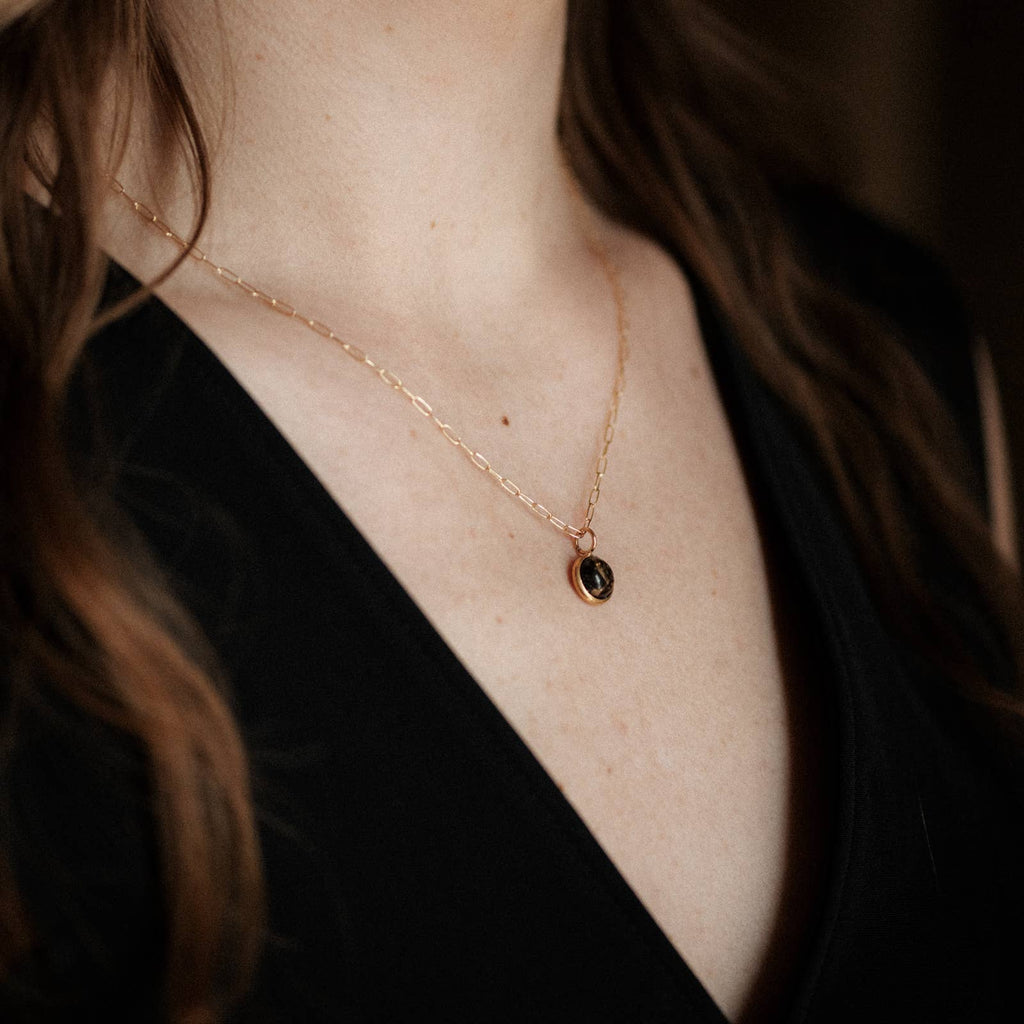 Hyalite Necklace // Copper Obsidian // Demi-Fine Gold