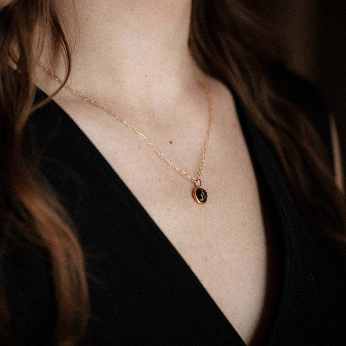 Hyalite Necklace // Copper Obsidian // Demi-Fine Gold