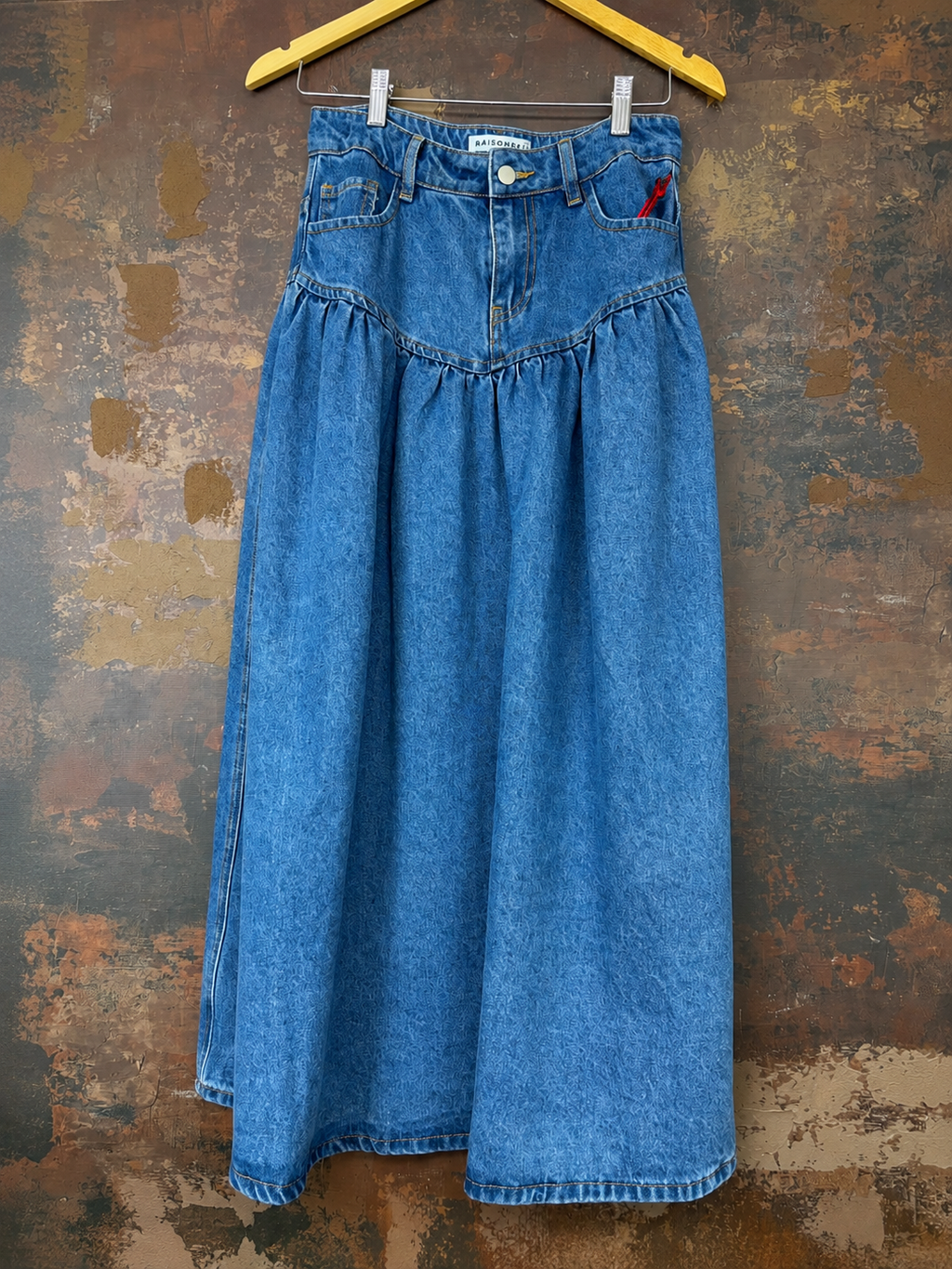 Tiered Denim Maxi Skirt