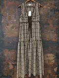 Plaid Sleeveless Tie-Front Ankle-Length Maxi Top