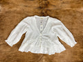 Woven Cotton V-Neck Quarter Sleeve Top